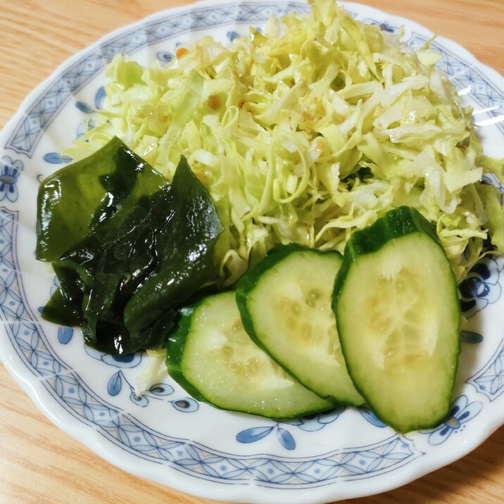 キャベツときゅうりとわかめのサラダ